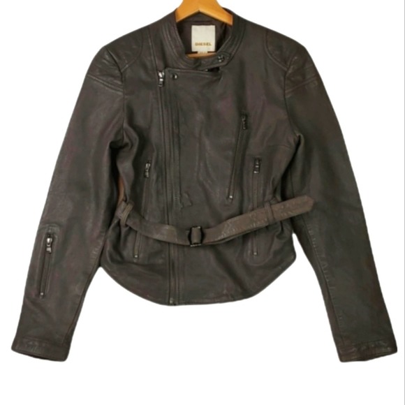 Diesel Jackets & Blazers - Diesel Buttery Brown Soft 100% Sheep Leather Moto Jacket S